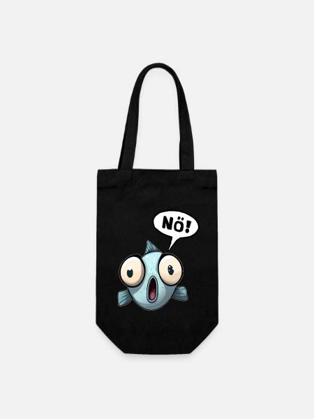 Fisch Nein no Nö Nee Spruch Lustiges Funshirt - Geschenkbeutel für Flaschen - Schwarz