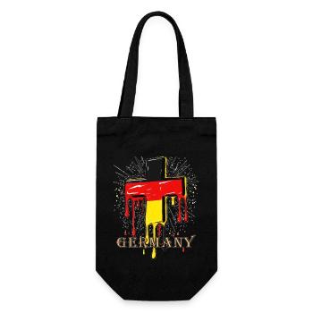 CHRISTLICHES KREUZ DEUTSCHLAND FLAGGE - Geschenkbeutel für Flaschen - Schwarz - Vorne