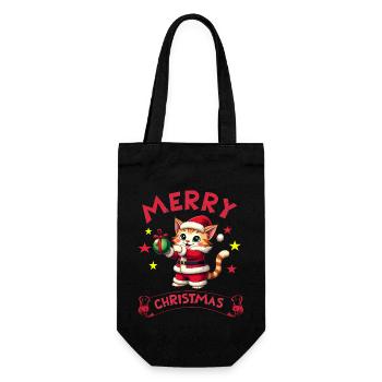 Merry Christmas Catmas kitty x-mas last minute - Gift Bag for Bottles - black - Front