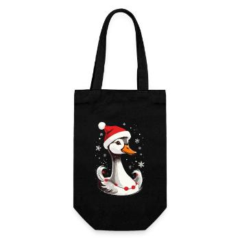 Canard de Noël avec chapeau et flocons de neige - Sac à bouteille - noir - Devant