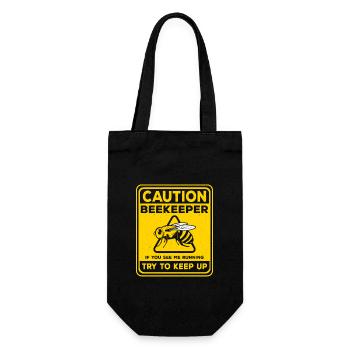Caution Beekeeper If You See Me Running Apiarist - Gift Bag for Bottles - black - Front