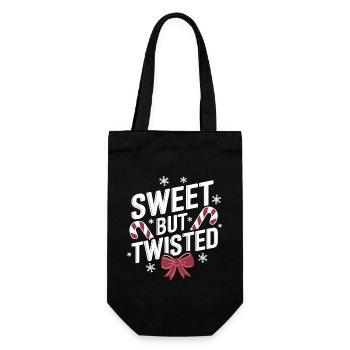 Candy Cane Sweet But Twisted Funny Christmas Xmas - Geschenkbeutel für Flaschen - Schwarz - Vorne