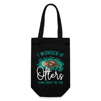 Otter I Wonder If Otters Think - Geschenkbeutel für Flaschen - Schwarz - Vorne