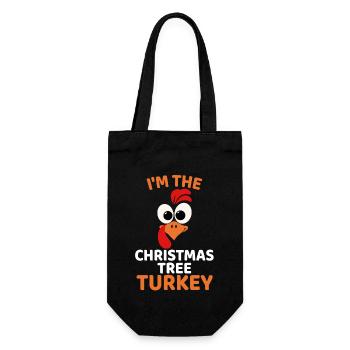 I'm The Christmas Tree Turkey, Funny Turkey - Geschenkbeutel für Flaschen - Schwarz - Vorne