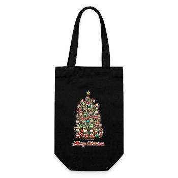 Fröhliche Weihnachten Mops Weihnachtsbaum - Geschenkbeutel für Flaschen - Schwarz - Vorne