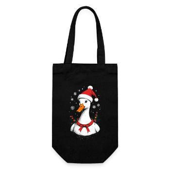 Canard de Noël avec un joli chapeau de Noël - Sac à bouteille - noir - Devant