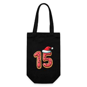 15 Number Christmas Biscuit - Gift Bag for Bottles - black - Front