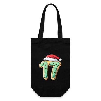 17 Zahl Weihnachten Keks - Geschenkbeutel für Flaschen - Schwarz - Vorne