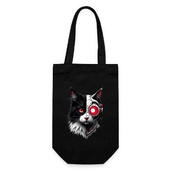 Funny Robot Cat Tech Cats Cyborg Animal Cat - Gift Bag for Bottles - black - Front