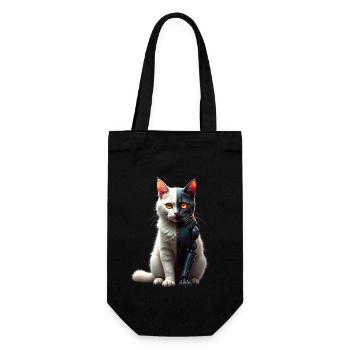 Funny Robot Cat Tech Cats Cyborg Animal Cat - Gift Bag for Bottles - black - Front