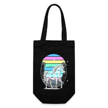 Einhorn Einhörner Regenbogen Pferd Pferde - Geschenkbeutel für Flaschen - Schwarz - Vorne