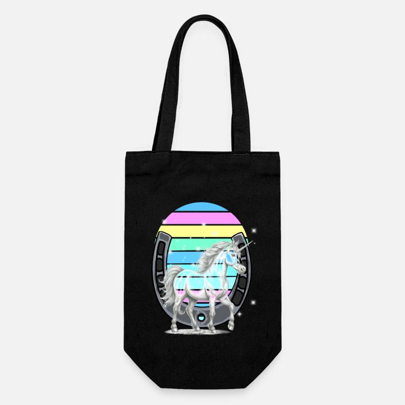 Einhorn Einhörner Regenbogen Pferd Pferde - Geschenkbeutel für Flaschen - Schwarz