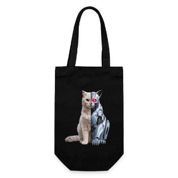 Funny Robot Cat Tech Cats Cyborg Animal Cat - Gift Bag for Bottles - black - Front