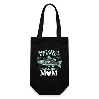 Angler-mama, Stolze Anglerin Und Outdoor-fischer - Geschenkbeutel für Flaschen - Schwarz - Vorne
