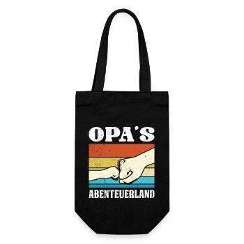Großvater OPA'S ABENTEUERLAND Lustiges Opi - Geschenkbeutel für Flaschen - Schwarz - Vorne