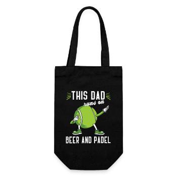 Padel Tennis Dad Papa Paddle Spieler Padelspiel - Geschenkbeutel für Flaschen - Schwarz - Vorne