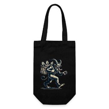 Unartige Kinder Krampus Weihnachtliche Folklore - Geschenkbeutel für Flaschen - Schwarz - Vorne