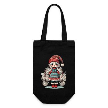 Christmas Gnome Woman Festive Gnome Girl - Gift Bag for Bottles - black - Front