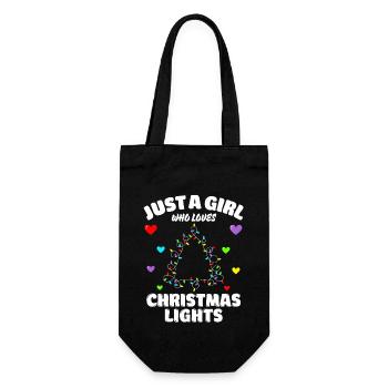 Just A Girl Who Loves Christmas Lights, Funny Xmas - Gift Bag for Bottles - black - Front