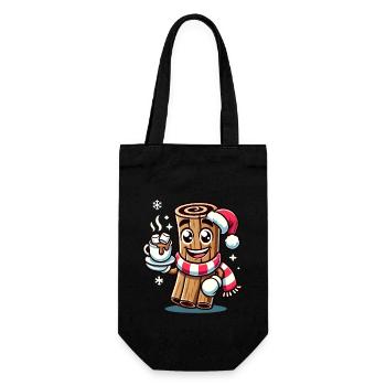 Hot Chocolate With Cinnamon Cartoon Christmas - Gift Bag for Bottles - black - Front