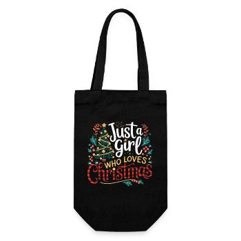 Just A Girl Who Loves Christmas Funny Xmas Holiday - Gift Bag for Bottles - black - Front