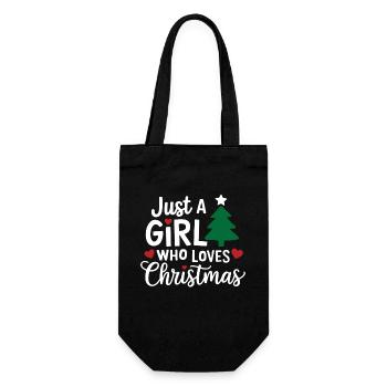 Just A Girl Who Loves Christmas Funny Xmas Holiday - Gift Bag for Bottles - black - Front