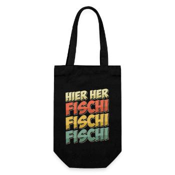Angeln Hobby HIER HER FISCHI FISCHI FISCHI Lustig - Geschenkbeutel für Flaschen - Schwarz - Vorne