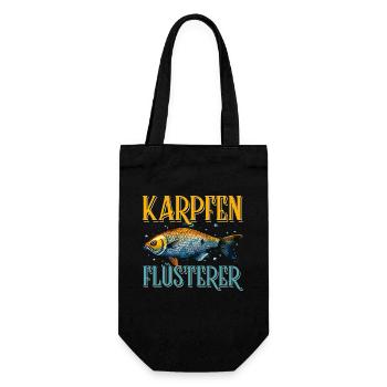 KARPFEN FLÜSTERER Lustiges Angler Geburtstags - Geschenkbeutel für Flaschen - Schwarz - Vorne