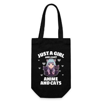 Just A Girl Who Loves Anime and Cats Cute Cat - Geschenkbeutel für Flaschen - Schwarz - Vorne