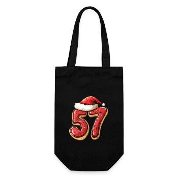 57 Number Christmas Cookie - Gift Bag for Bottles - black - Front
