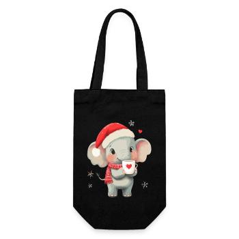 Elefant Kaffee Weihnachten Frauen Männer Kinder - Geschenkbeutel für Flaschen - Schwarz - Vorne