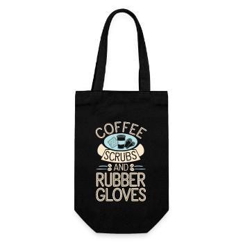 Kaffee-Peelings Und Gummihandschuhe Krankenschwestern - Geschenkbeutel für Flaschen - Schwarz - Vorne