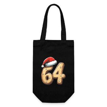 64 Number Christmas Biscuit - Gift Bag for Bottles - black - Front