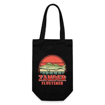 ZANDER FLÜSTERER Angler Outfit Angeln Hobby - Geschenkbeutel für Flaschen - Schwarz - Vorne