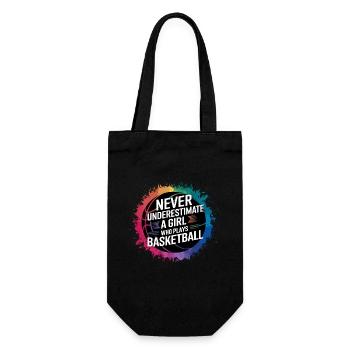 Never Underestimate A Girl Who Plays Basketball - Geschenkbeutel für Flaschen - Schwarz - Vorne