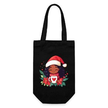 Afrikanische Weihnachtsfrau Kaffee Weihnachten - Geschenkbeutel für Flaschen - Schwarz - Vorne
