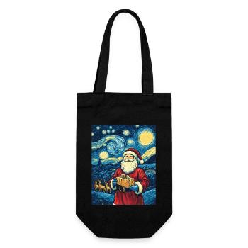 Weihnachtsmann Frauen Männer Kinder Weihnachten - Geschenkbeutel für Flaschen - Schwarz - Vorne