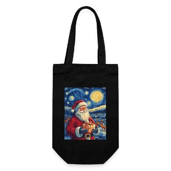 Weihnachtsmann Frauen Männer Kinder Weihnachten - Geschenkbeutel für Flaschen - Schwarz - Vorne