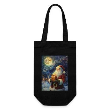 Weihnachtsmann Frauen Männer Kinder Weihnachten - Geschenkbeutel für Flaschen - Schwarz - Vorne