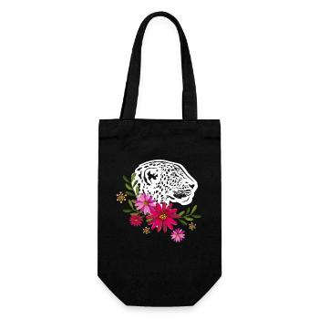 Leopard With Flowers - Gift Bag for Bottles - black - Front