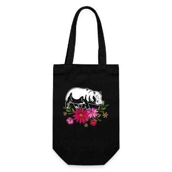 Hippo With Flowers - Gift Bag for Bottles - black - Front