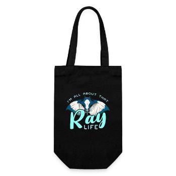Manta Rays I'm All About That Ray Life Freediving - Geschenkbeutel für Flaschen - Schwarz - Vorne