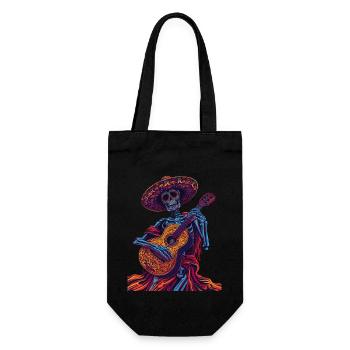 Mexikanisches Skelett Gitarre - Geschenkbeutel für Flaschen - Schwarz - Vorne
