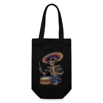 Mexikanisches Skelett Trommeln - Geschenkbeutel für Flaschen - Schwarz - Vorne