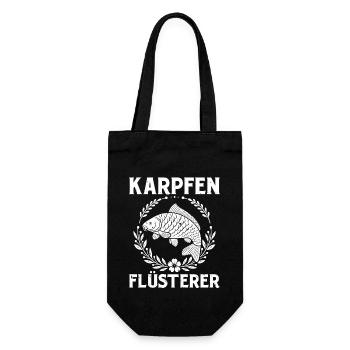 KARPFEN FLÜSTERER Lustiges Angler Geburtstags - Geschenkbeutel für Flaschen - Schwarz - Vorne