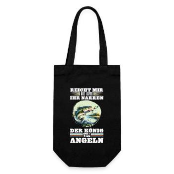 Zander Angler REICHT MIR DIE RUTE IHR NARREN - Geschenkbeutel für Flaschen - Schwarz - Vorne