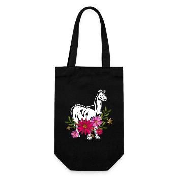 Llama With Flowers - Gift Bag for Bottles - black - Front