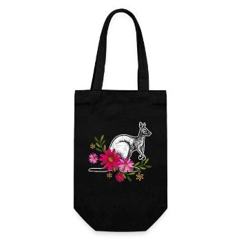 Kangaroo With Flowers - Gift Bag for Bottles - black - Front