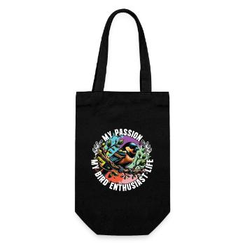 Bird Enthusiast My Passion My Bird Ornithologist - Geschenkbeutel für Flaschen - Schwarz - Vorne