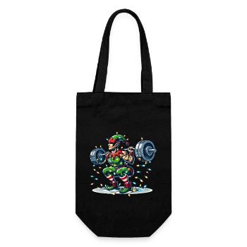 Christmas Muscle Building Elf Dumbbell Training - Gift Bag for Bottles - black - Front